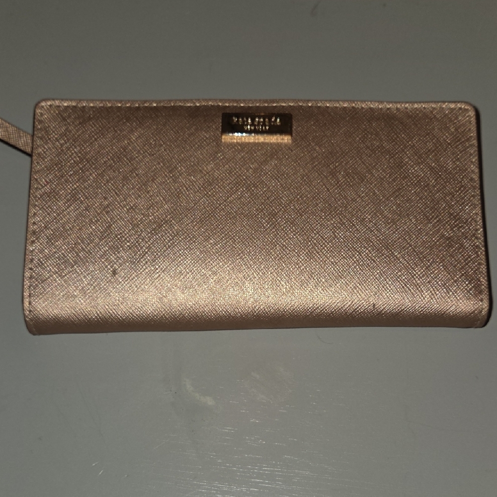 Kate Spade Spencer Rose Gold Metallic Medium Bifold Wallet